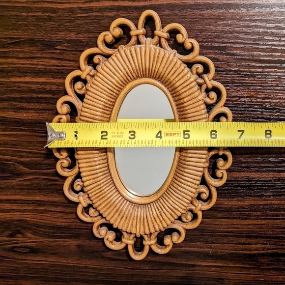 Vintage Dart Homco Mirror Set Boho Faux Wicker Decor - Picture 3 of 5